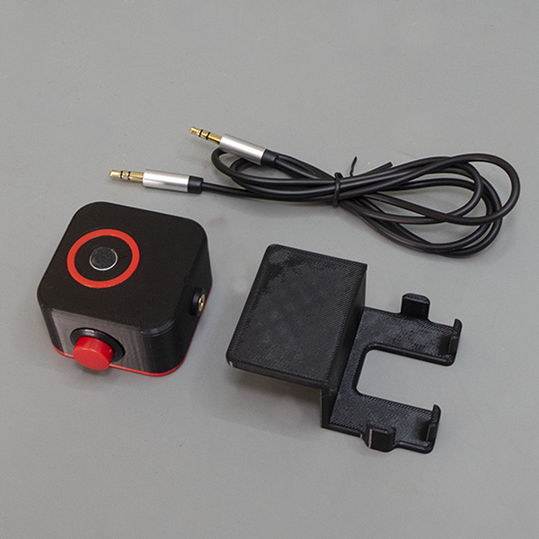 Package including QRP microphone, shelf clip and jack to jack cable